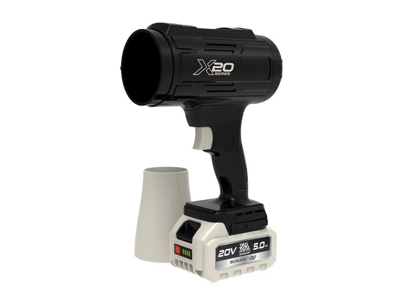 Sun Joe GO-SRMJET-5A-BLK 20-Volt ECOSHARP Cordless X20 StormJet Handheld Turbo Blower  | 40 CFM | 5.0-Ah Batteries + Charger (Black)