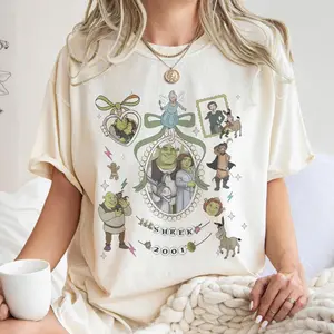 Coquette Bow Shrek Graphic Tee, Shrek Donkey Gingerbread Man Youth Tee, Shrek Friends Can't Today I'm Swamped T-Shirt For Unisex Adults & Kids