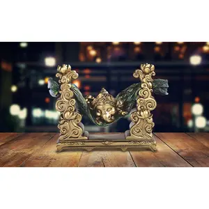 7"W Gold Ganesha Sleeping in Hammock Statue Feng Shui Decoration Religious Figurine