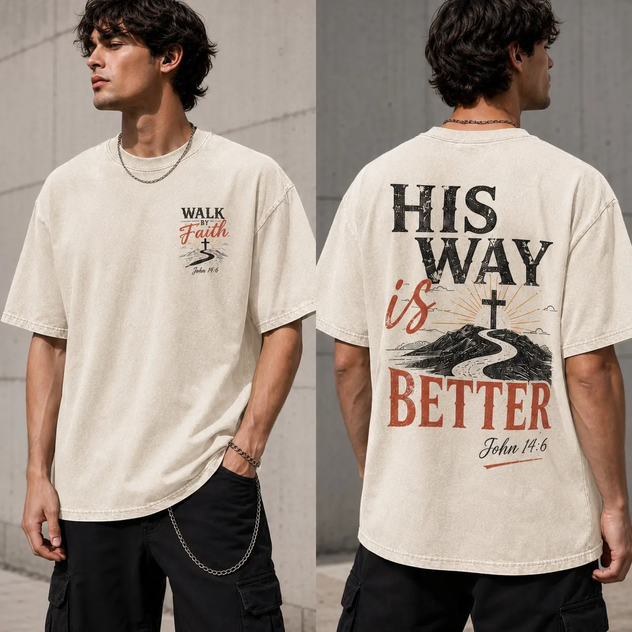 Comfort Colors Christian Streetwear T-Shirt, His Way Is Better Acid Wash Tee, Walk By Faith Top, Vintage Christian, Mens Religious Top, Bible Apparel