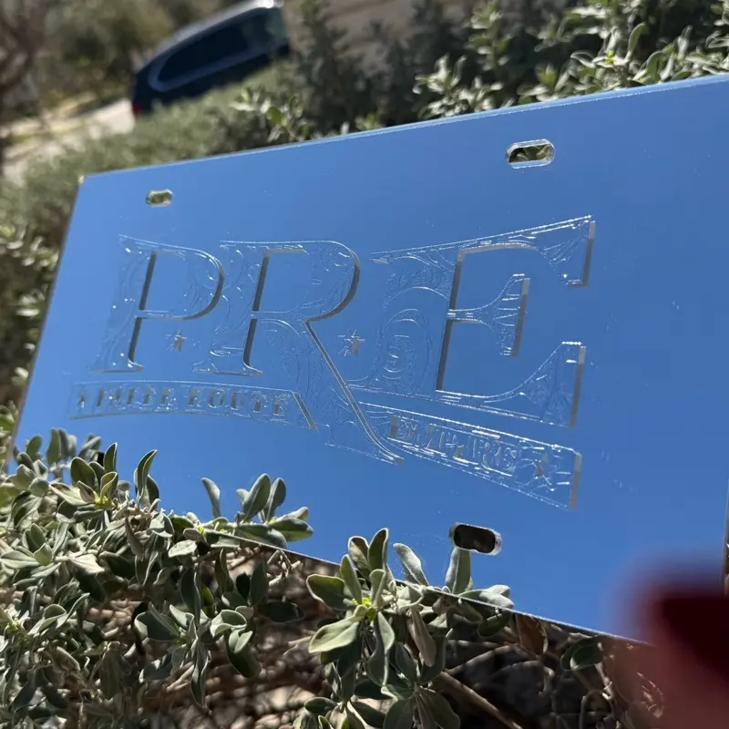 Chrome engraved PRE mirror tag Chrome engraved PRE mirror tag