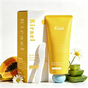 Kirael 3-in-1 Papaya Depilatory Cream 100ml, Gentle Moisturizing Hair Removal Cream for Women and Men, Painless Body Hair Remover for Underarm, Legs, Bikini Area, Natural Formula Delays Hair Regrowth