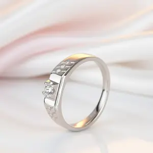 Round Cut White Sapphire Men's Wedding Ring