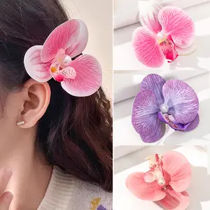 AWAYTR 11Pcs/Set Flower Hair Clip Bohemia Hawaiian Hairpin for Women Artificial Moth Orchid Hair Barrettes Bobby Pins for Beach Bridal Headdress Hair Accessories