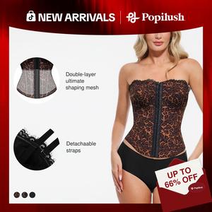 Popilush Leopard Corset - Black with Leopard Print Design Style Elegance - Live