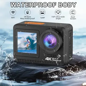 4K 5m Waterproof Action Camera , Wide Angle Lens, No Housing Required, Portable Digital Video Camera for Water Sports, Diving, Fishing  Motorcycle Camera,