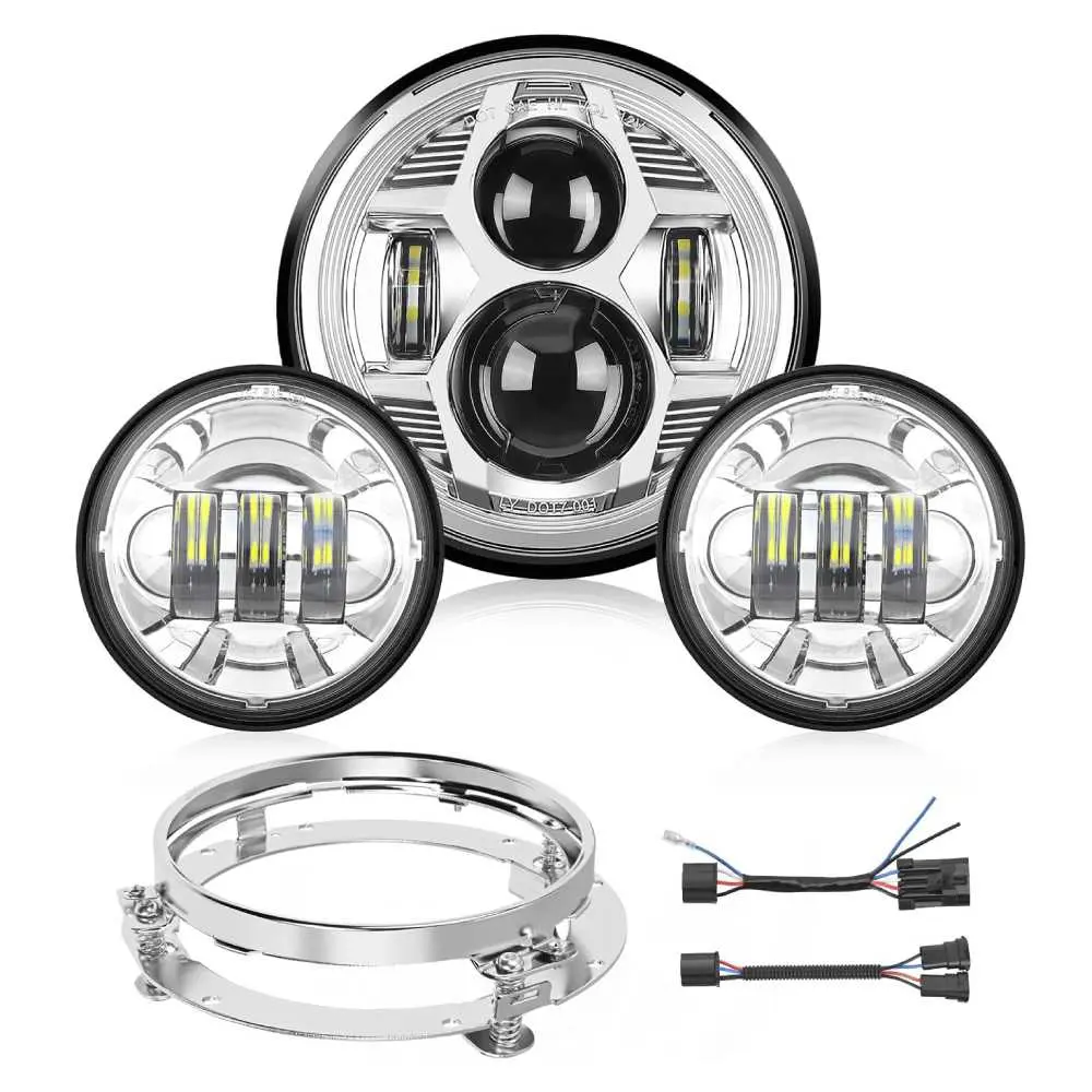 7Inch Headlight +4.5Inch Fog Lights Chrome