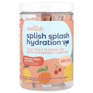Wellah Splish Splash Hydration, Tropical Punch, 20 Stick Packs, 0.2 oz (5.2 g) Each