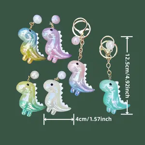 1pc Creative Cartoon 6Colors Cute Noctilucent Luminous Small Dinosaur Resin Car Backpack Exquisite Small Gift Keychain Pendant