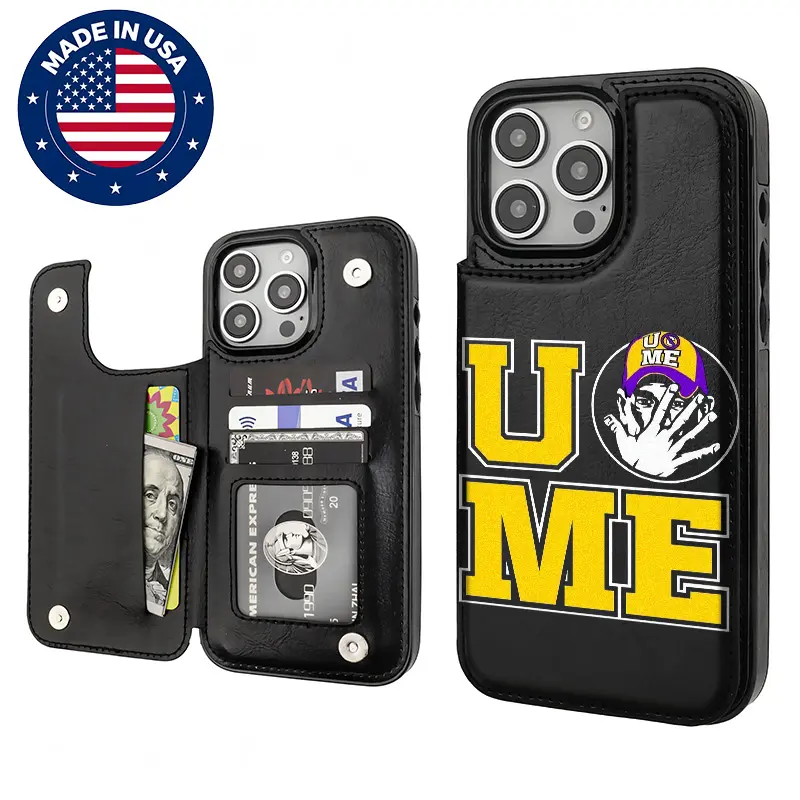 John Cena WWE "U Can't See Me" Alternative Mechs Aesthetic Phone Case - TPU & PU Leather Cover with Card Holder, Protective Smartphone/Celphone Accessory for iPhone 16/15/14/13/12 Plus Pro Max, Drop-Protective, Shockproof, Anti-Scratch, Vintage Fashion, C