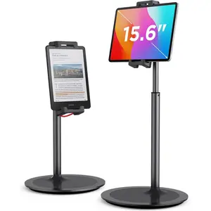 Tablet Stand Holder, Extra-Height Adjustable Kindle Stand, 360  Rotating iPad Holder,  Alloy Cradle Mount Dock for 4.7"-15.6" , , Tablets, Portable  (Black)