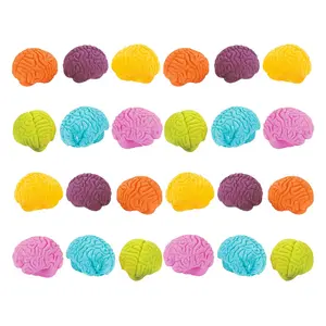Mini Halloween Bright Colors Brain-Shaped Eraser Handouts - 1", 24 Pcs