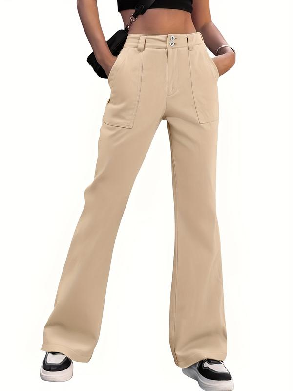 Women's Mid-Rise Straight Leg Jeans - Stretchy Soft Fabric for All-Day Comfort, Wide/Flare Leg Design with Functional Pockets asual straight leg business work pants Rise Loose Jeans Low denim