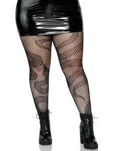 Leg Avenue Plus Size Snake Fishnet Tights - Stretchy and Comfortable for Everyday or Costume Wear