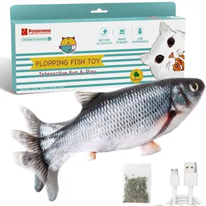 Potaroma Cat Toys Flopping Fish with SilverVine, Moving Cat Kicker, Floppy Wiggle Fish for Small Dogs, Mice Animal Toys 10.5\, Interactive Motion Kitten Exercise Toys