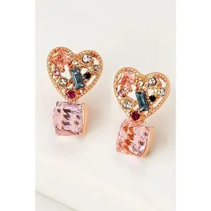 Cube of Hearts Earring - Pink