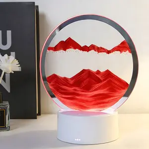 Mobile Sand Painting Decorative Lamp, Liquid Motion with Light (7 Colors/touch Control), Round Glass Flowing Sand Art, Relax Sensory Desk Decoration, Living Room Decoration, Modern Home Decoration