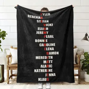 Vampire Diaries Classic Character Print Flannel Blanket, Soft Skin-Friendly Winter Throw for Home Office Travel, TV Show Lover Gift Soft Blankets
