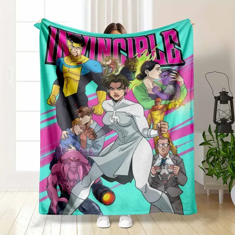 Invincible Superhero Flannel Blanket Vibrant Comic Style Print with Soft Cozy Texture and Durable FadeResistant Fabric Perfect for Bedroom Decor Living Room Couch Office Nap Holiday Gift or Anime Fan Collection
