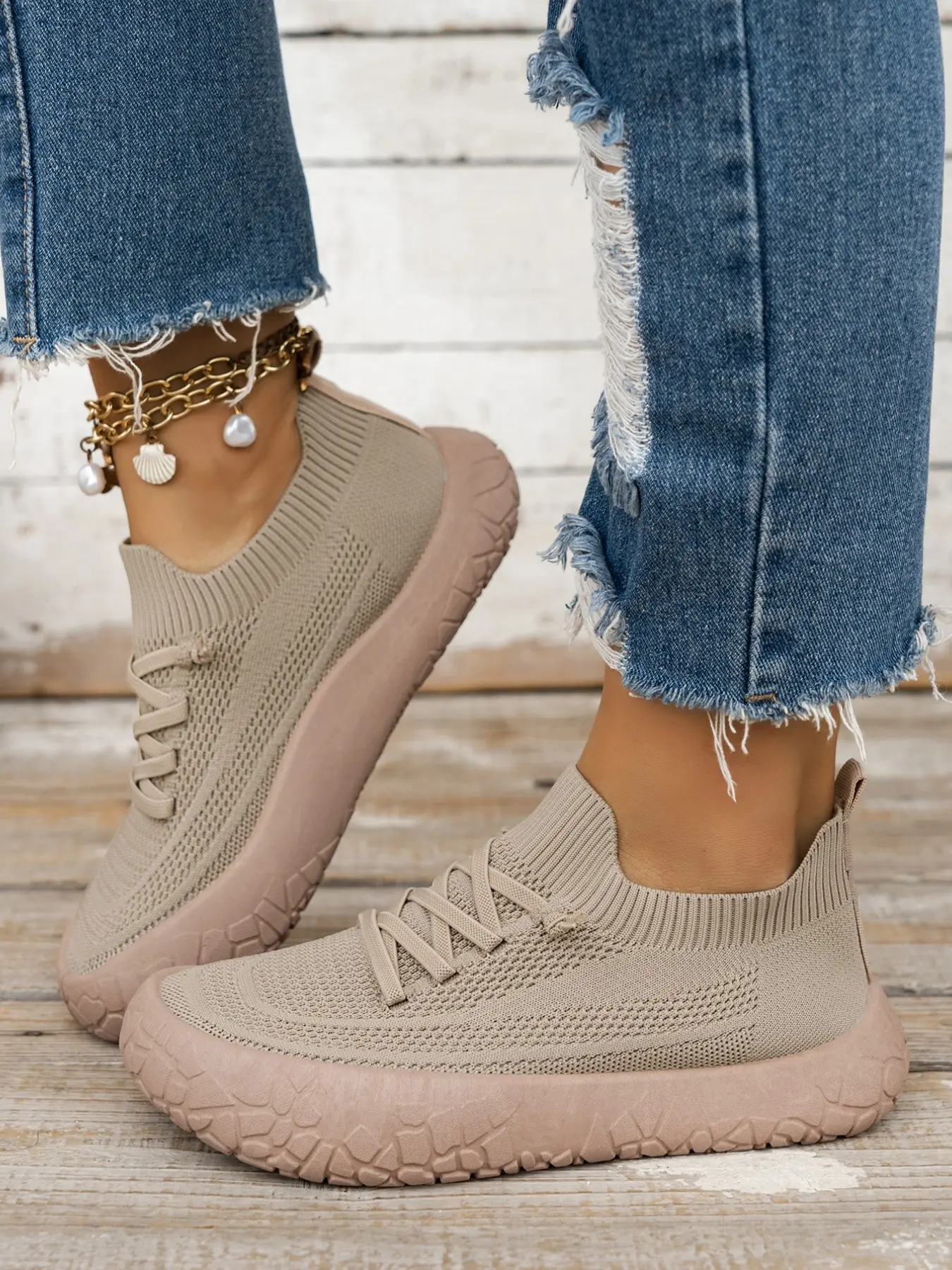 Women's New Lightweight Knit Athletic Sneakers, Fashion Comfortable Mesh All-Season Casual Versatile Walking Shoes, Slip-On Round Toe Thick Sole Multicolor, Lightweight Comfy Shoes, Breathable Walking Shoes, Casual Footwear Sneakers, All Seasons Sneakers