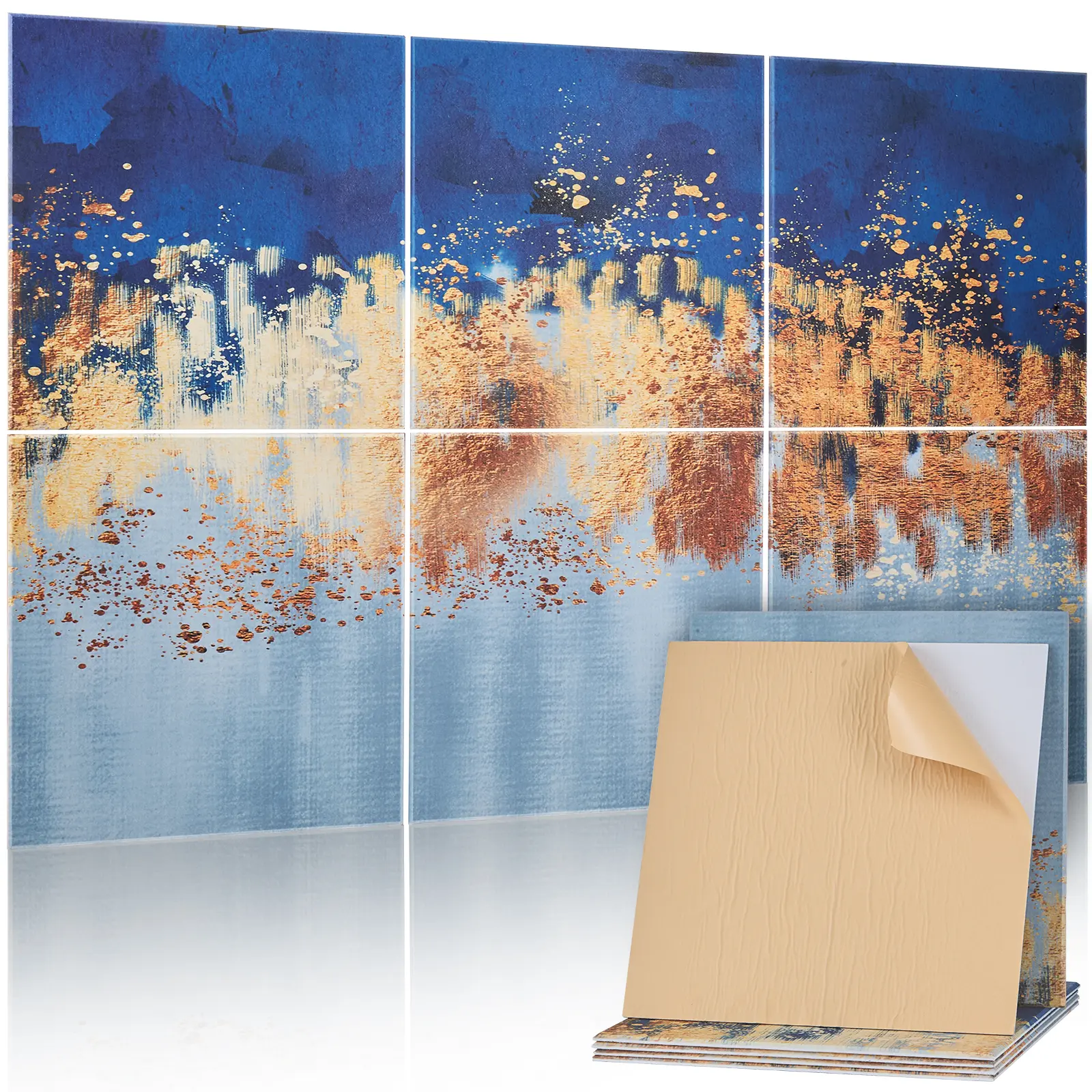 【SummerFinds】VEVOR 6-Pack High Density Pastel Modern Pattern Adhesive Tile Set 3D Wall Panels, 70.87x47.24x0.4in Self-Adhesive Soundproof Indoor Use Tiles, Sound Dampening Boards for Living Room [Father's Day Gift], Acoustic Panels