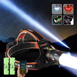 High-power LED Headlight, 1 Set Rechargeable Headlight with 2 Batteries, 3 Modes Headlight with T-shaped COB3 Modes Taillights, Suitable for Camping Fishing Rides