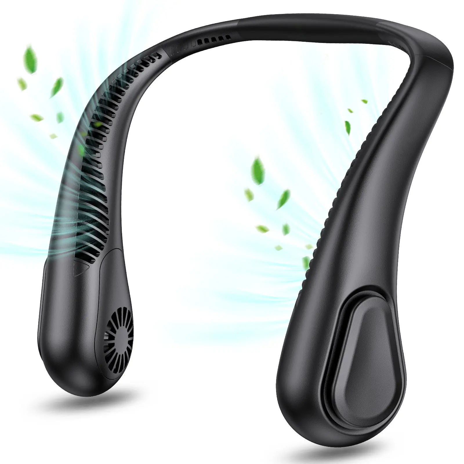 Bladeless Neck Fan, 5000mAh Rechargeable Battery Powered Travel Fan, 3 Speeds, Angle Adjustable, Hand-free Portable Neck Wearable Fan