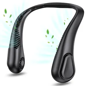 Bladeless Neck Fan, 5000mAh Rechargeable Battery Powered Travel Fan, 3 Speeds, Angle Adjustable, Hand-free Portable Neck Wearable Fan