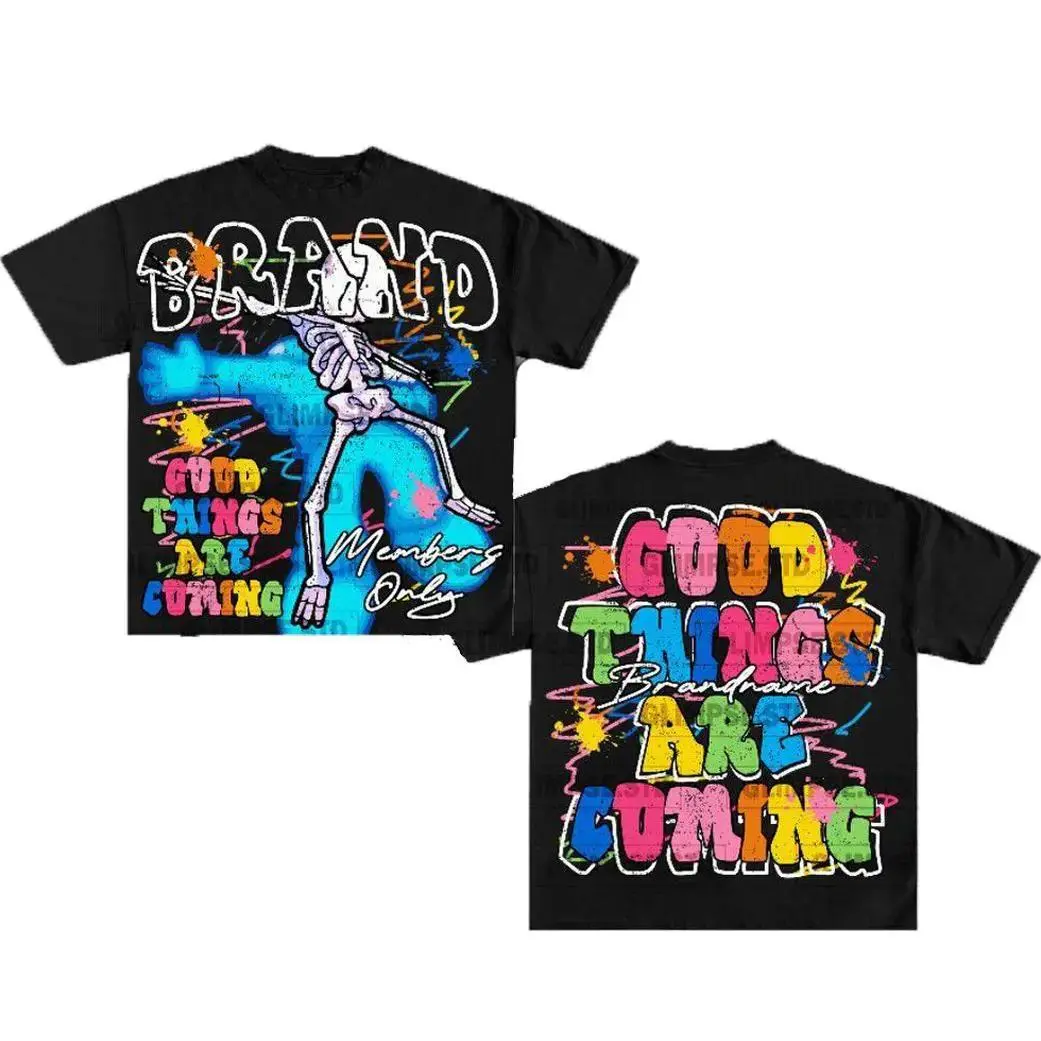 Y2K GRAPHIC 'Good think' T-shirts - black and white men's and women's t-shirts - holiday t-shirts, regular round neck cotton t-shirts, new 2024 t-shirts