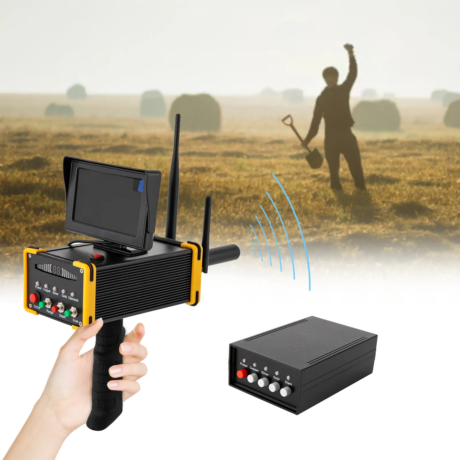 Portable Handheld Metal Detector – Gold Prospecting Equipment with High-Definition Screen for Silver, Copper, 100-240V AC US Plug Underground Finder for Summervibes Outdoor Fun,summerwins