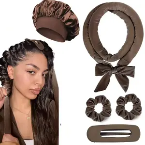 Hair Rollers Heatless Curling Rod Headband Soft Satin Curlers Curls Sleeping Bonnet Night Cap Styling Tools for Easy Hair Styling