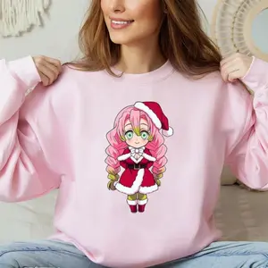 Mitsuri Kanroji Christmast Sweatshirt, Demon Slayer Hoodie, Kimetsu No Yaiba Shirt, Gift For Anime Fan, Unisex Sweater Pullover Tee