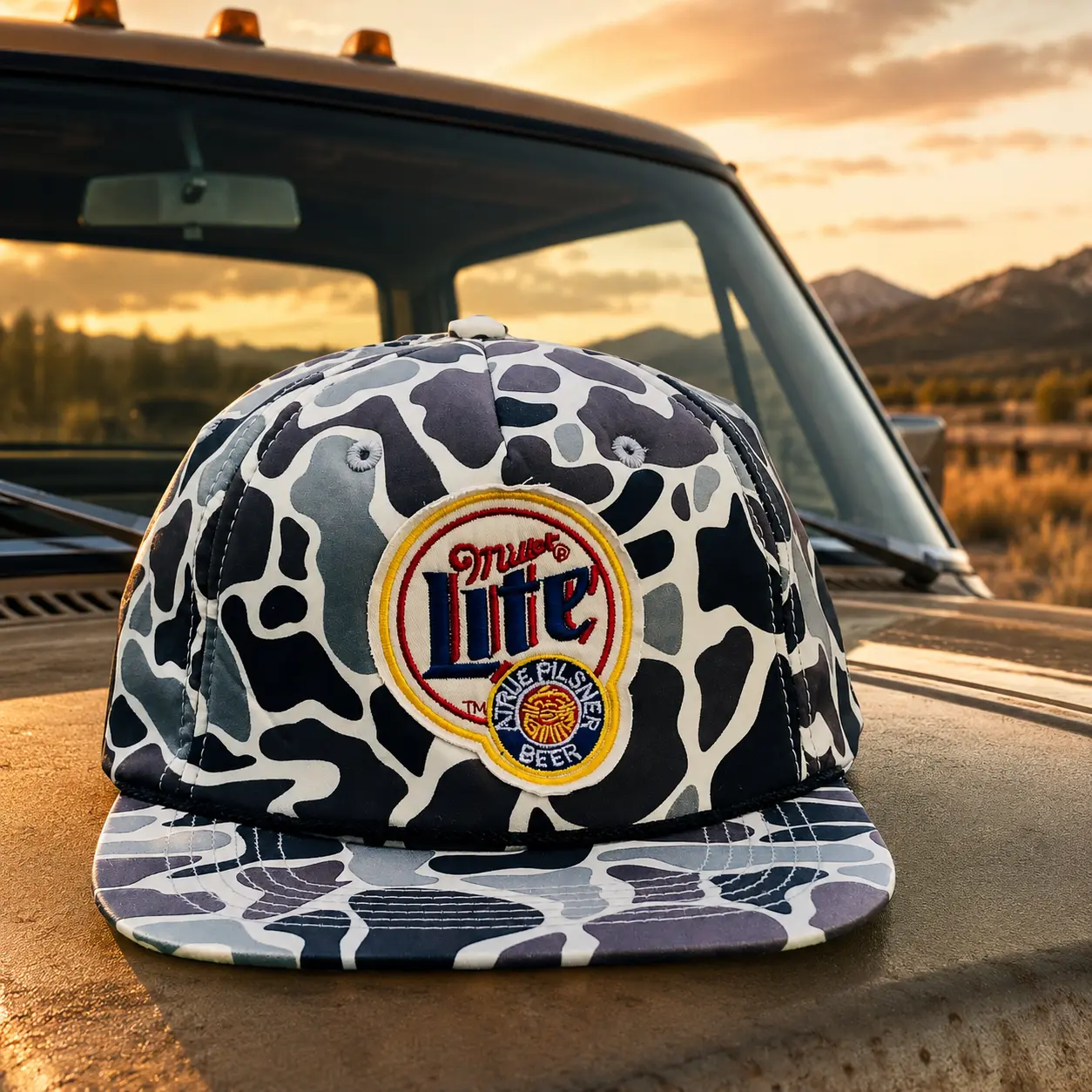 [ BUY 2 FOR 1 PRICE ] Miller Lite Camo Trucker Hat, Beer Logo Snapback Cap, Grey Duck Camo Hat, Outdoor Hunting Style Cap, Retro Beer Hat, Gift for Men