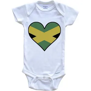 Really Awesome Shirts Jamaican Flag One Piece Baby Bodysuit - Cute Jamaican Flag Heart - Jamaica Baby Bodysuit
