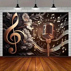 Dream Music Party Backdrop Music Symbol Backdrop Stage Theme Background Cloth Festival Tapestry Wall Hanging Photography Background Polyester Fiber Party Event Studio Photo Booth Home Decor Studio Prop Wall