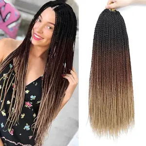Crochet Braids Senegalese Twist Crochet Hair 7 Packs Pre Looped Micro Senegalese Twist Braiding Hair Ombre Crochet Braids for Women (14inch, 1B/30/27)