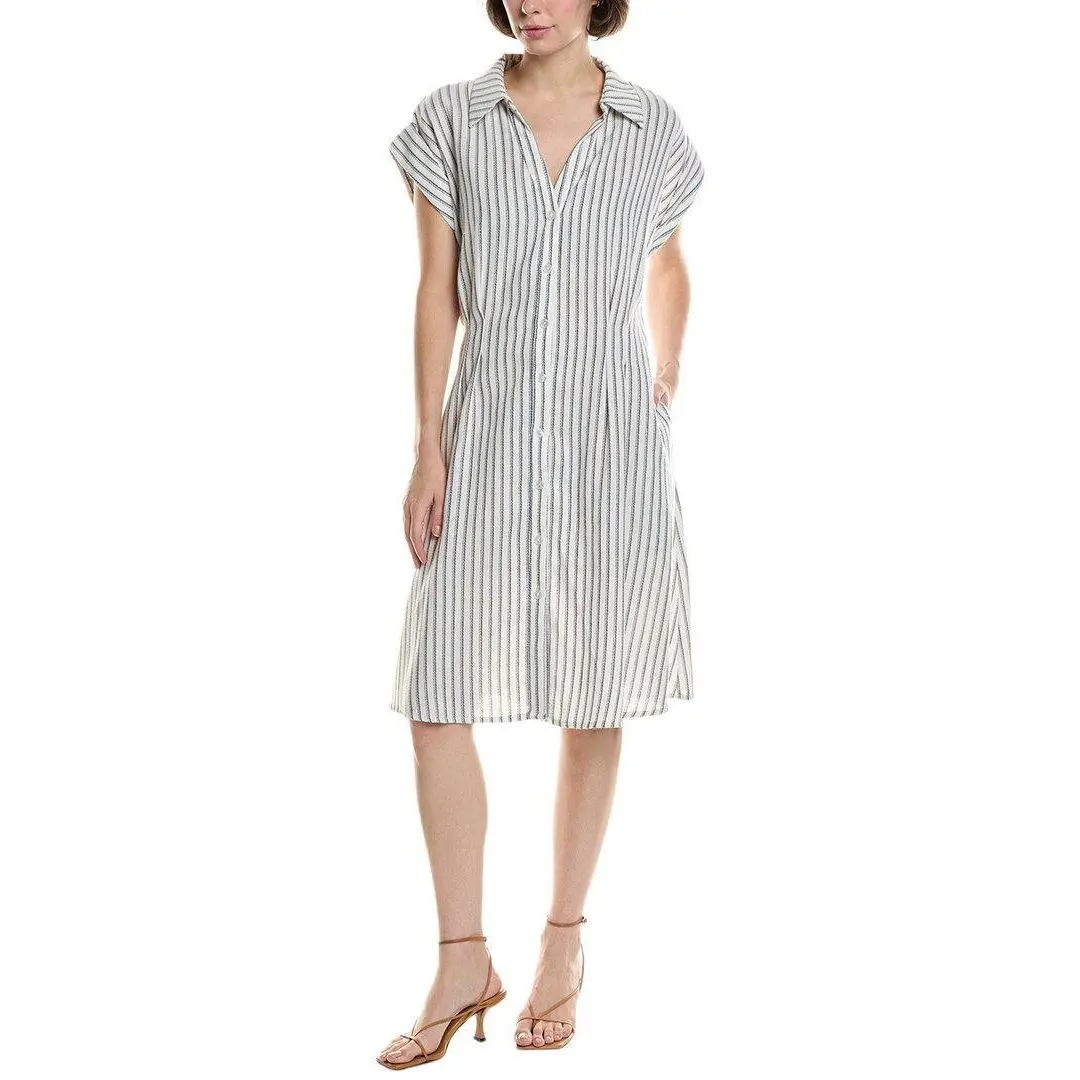 Julia Jordan Women’s Pleated Linen‑Blend Mini Shirt Dress Stripe XL $129 NWT