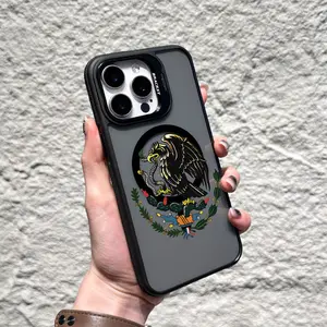 Mexican Golden Eagle Badge Flag, Trendy Magnetic Shockproof Camera Ring Stand Heavy Duty Clear Phone Case Compatible With iPhone 17 16 15 14 Plus 13 Pro 12 11 ProMax 17Air 17 ProMax & Samsung S26 S25 Ultra, Camera Lens Protector Phone Accessory