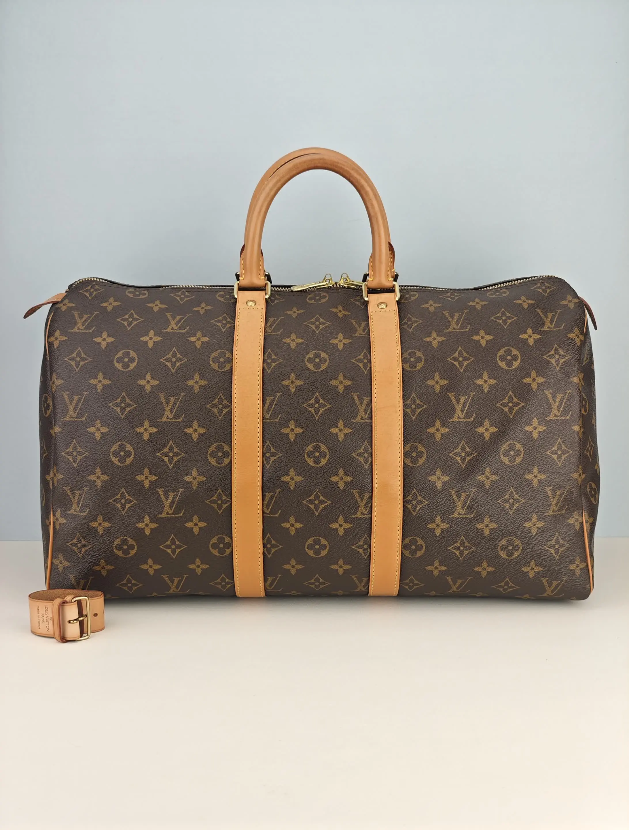 Pre-owned Monogram coated canvas with leather trim Travel Bags Pre loved Louis Vuitton Keepall 45 Monogram Canvas Travel Bag (MB2100)