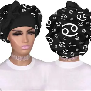 KAE Zodiac Cancer Bonnet, Silk Material, Double Layer Design, Tie Bonnet for Unisex Hair Protection & Comfortable Sleep Haircare Lightweight