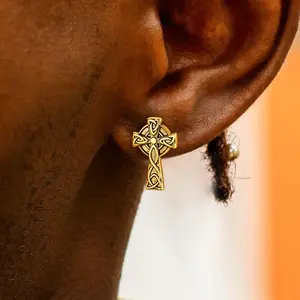 Celtic Knot Cross Earrings for Men and Women Mini Exquisite Irish Knot Earrings