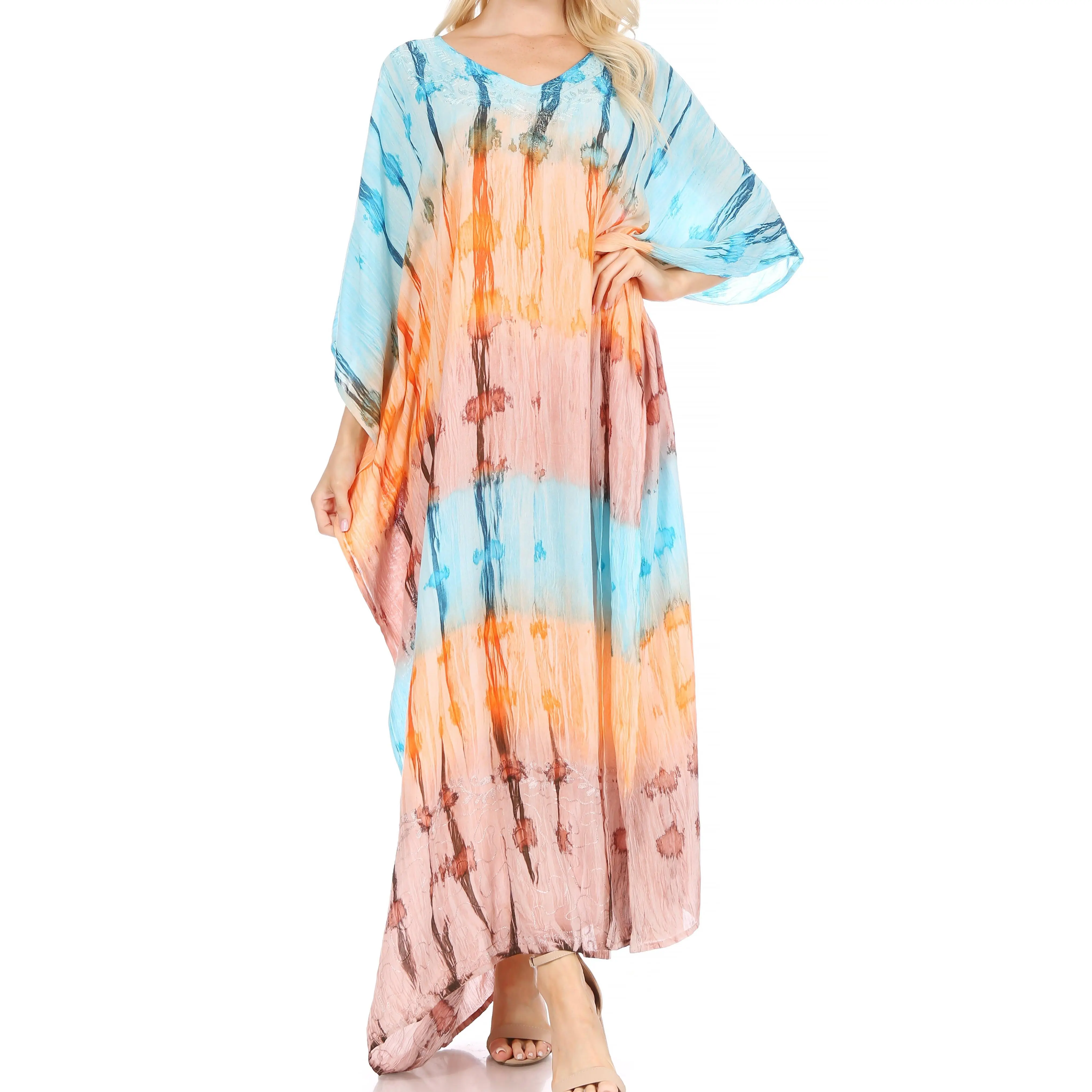 Sakkas Catia Women's Boho-Style Long Maxi Caftan for Lounging and Casual Wear