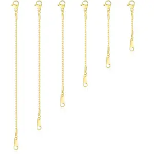 18K 14K Gold Plated Necklace Extender for Women with 6 Piece Set (1", 2", 3", 4", 5", 6"), Box Chain|   Cable Chain Extender for Necklace, Extenders for Bracelets Anklets