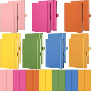 14 Pack Hardcover Journal Notebooks Bulk Journaling Notebook Wide Ruled PU Leather Ruled Lined Journals with Pen Holder for School Business Work Writing (Fashion Color,A5)