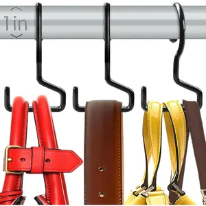 16 Pack Purse Hanger for Closet, Large Purse Hooks for Closet Rod, Black Bag Holder for Closet, Purse Organizer for  Handbags, Belts, Hat,Jeans