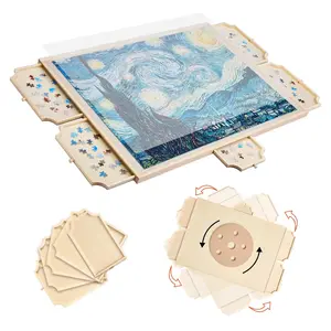 VEVOR 1500 Piece Rotating Puzzle Board with 5 Drawers and Cover, TikTokShopBlackFriday, 34x25 inch in Portable Wooden Table, Jigsaw Puzzle Accessories for Adults, Puzzles Organizer Storage System, Birthday Gift for Mom