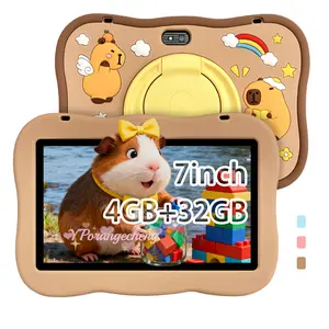 7 Inch Educational Learning Tablet, Toddler Tablet, HD Display, 4g RAM 32GB ROM, Dual Camera, Parental Control, Cute Case, Best Christmas Gift,No adapter included,Available in pink/blue/brown