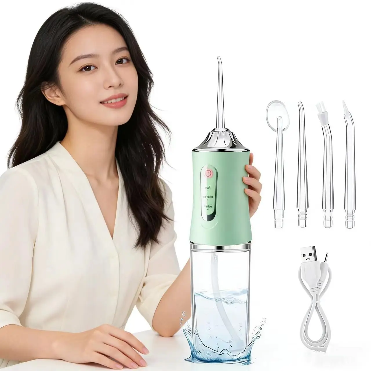 Oral Irrigator with Replaceable Nozzle, Dental Water Sprayer, Mouth Rinse Device, Flosser, Oral Hygiene Products, Model A10, 800mah Lithium Ion Battery, Rechargeable Water Flosser, New Condition
