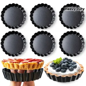 8pcs Mini Tart Pan Set - Heavy-Duty Bakeware with Removable Bottom, Nonstick Carbon Steel Mini Tarts Suitable for Quiche, Pie Crusts, Cakes - Perfect for Birthday, Christmas, Pie-Making & French Desserts (Ideal for gifting)
