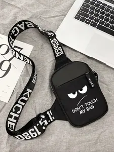 Large Capacity Adjustable Strap Crossbody Bag, Casual Shoulder Bag, Zippered Compartments, Flat Printed Area, Casual Daily Use, Durable, for Commuting